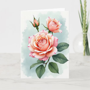 Sweet Peach Flower Birthday Card
