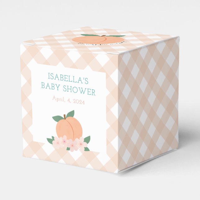Sweet Peach & Gingham Favour Box (Front Side)