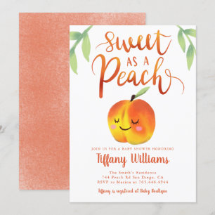 Sweet Peach Girl Baby Shower Invitation