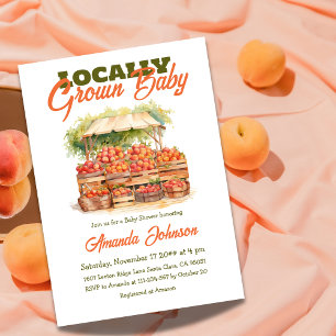 Sweet Peach Harvest Locally Grown Baby Shower Invitation