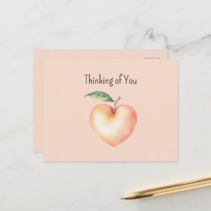 Sweet Peach Heart Fruit Thinking of You Postcard