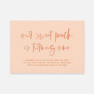 Sweet Peach Minimalist Girl First Birthday Invitation
