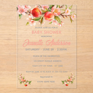 Sweet Peach Orchard Baby Shower Acrylic Invitations
