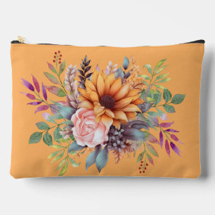 Sweet Peach Tone Floral Cosmetic Bag
