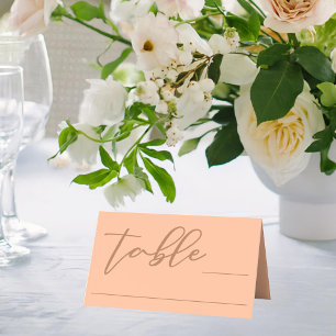 Sweet Peach Typography Minimalist Summer Wedding Place Card