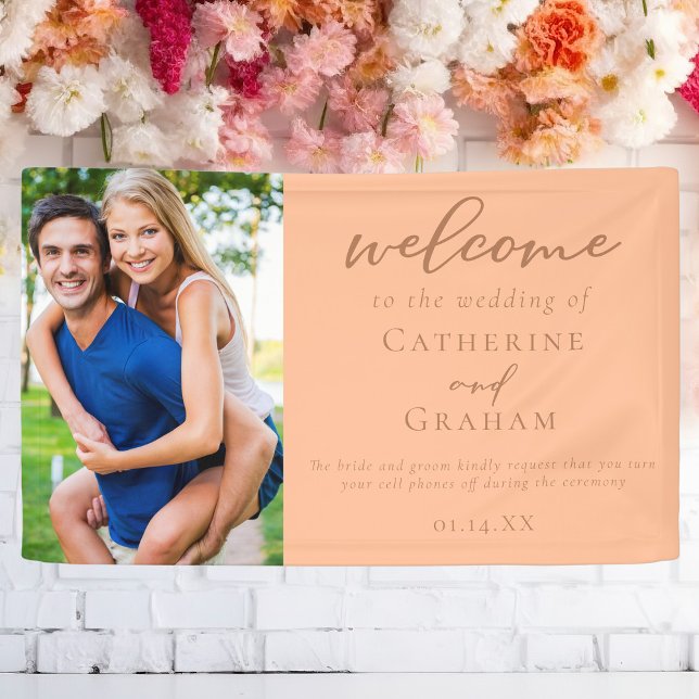 Sweet Peach Wedding Couple Photo Welcome Banner (Creator Uploaded)