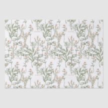 Sweet peachy florals and greens Tissue Paper