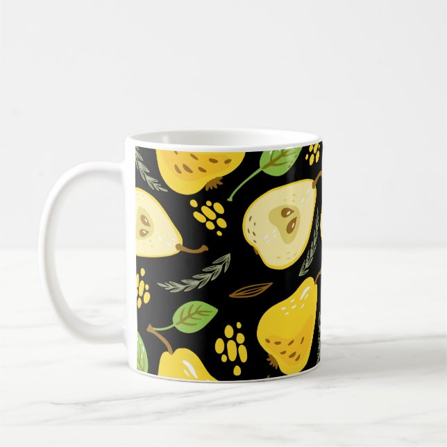 Sweet Pears: Overlapping Fruit Design Coffee Mug (Left)
