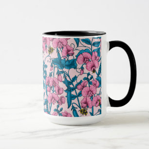 Sweet peas and bumblebees 2 mug