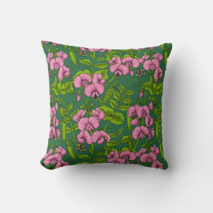 Sweet peas and bumblebees 3 cushion