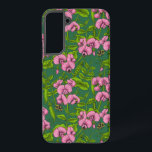 Sweet peas and bumblebees, green and pink samsung galaxy case<br><div class="desc">HAnd painted pattern with sweet peas and bumblebees.</div>