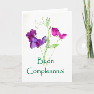 Sweet Peas Birthday Card - Italian Greeting