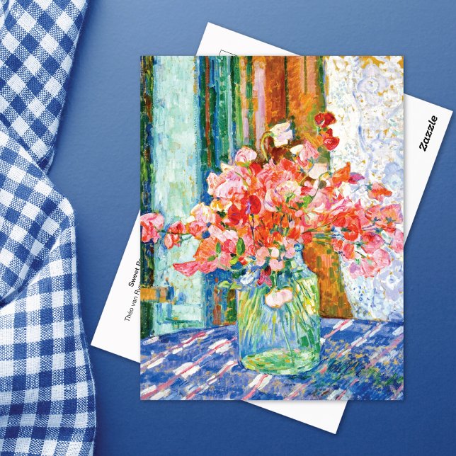 Sweet Peas Glass Jar Théo van Rysselberghe Postcard (Creator Uploaded)