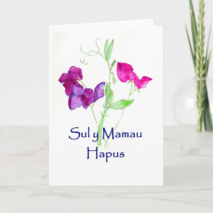Sweet Peas Mothers Card, Welsh Greeting Card