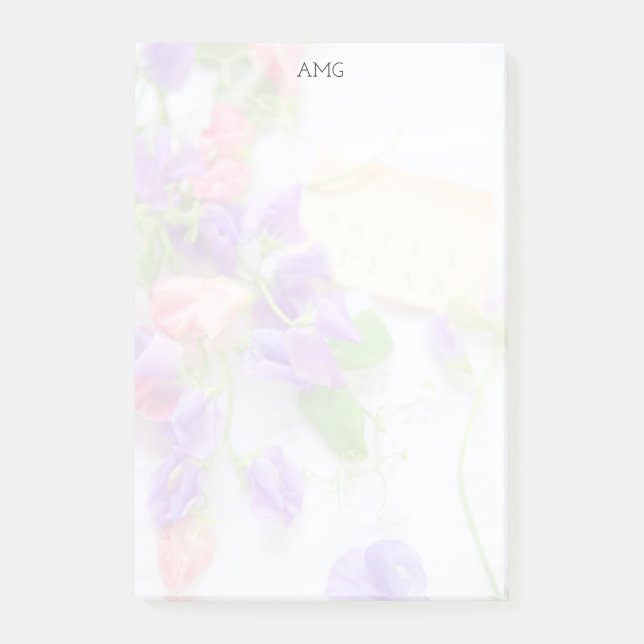 Sweet peas on eyelet fabric fade post-it notes (Front)