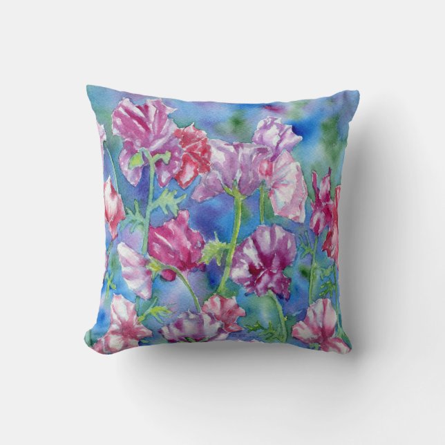 "Sweet Peas" Throw Pillow (Front)
