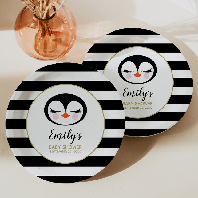 Sweet Penguin Face Baby Shower Paper Plate (Creator Uploaded)