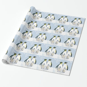 Sweet Penguin Family Christmas Holiday Wrapping Paper