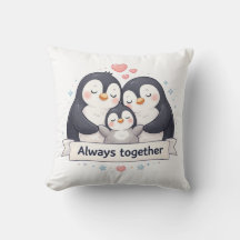 Sweet Penguin Family Decorative Pillow - Always To