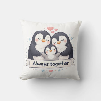 Sweet Penguin Family Decorative Pillow - Always To