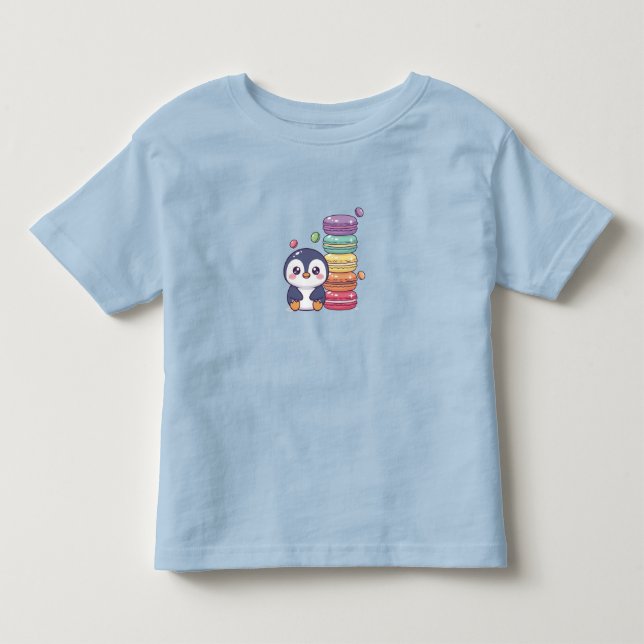 Sweet Penguin Macaron Stack Toddler T-Shirt (Front)