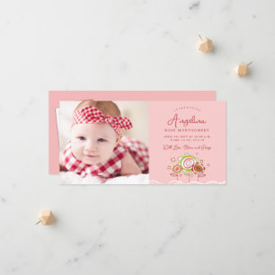 Sweet Petite Pink Blooms Baby Girl Photo Birth Announcement