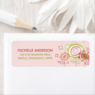 Sweet Petite Pink Blossom Floral Baby Girl Address Return Address Label