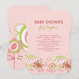 Sweet Petite Pink Blossoms Floral Girl Baby Shower Invitation