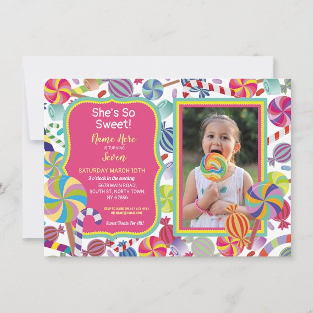 Sweet Photo Dessert Candy Sweet 16 or Any Age Invitation (Front)