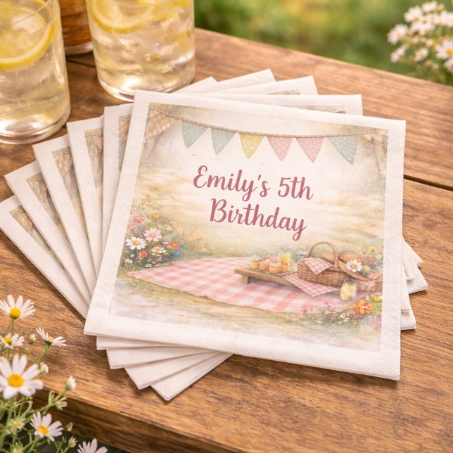 Sweet Picnic Outdoor Boho Birthday Party Napkin (Creator Uploaded)