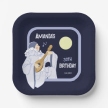 Sweet Pierrot clown playing lute CC1271 birthday