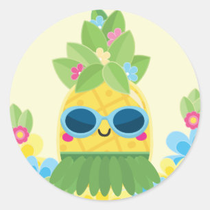 Sweet Pineapple Girls Ms Onederful First Birthday  Classic Round Sticker