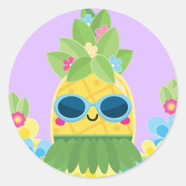 Sweet Pineapple Girls Ms Onederful First Birthday  Classic Round Sticker (Front)