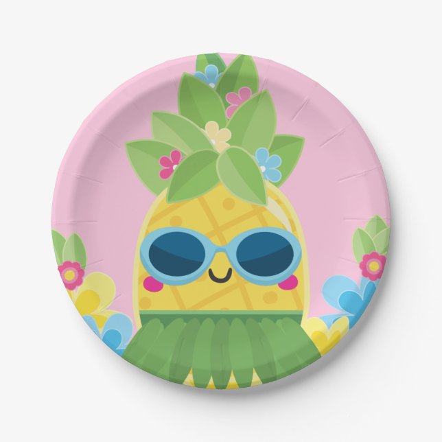 Sweet Pineapple Girls Ms Onederful First Birthday  Paper Plate (Front)