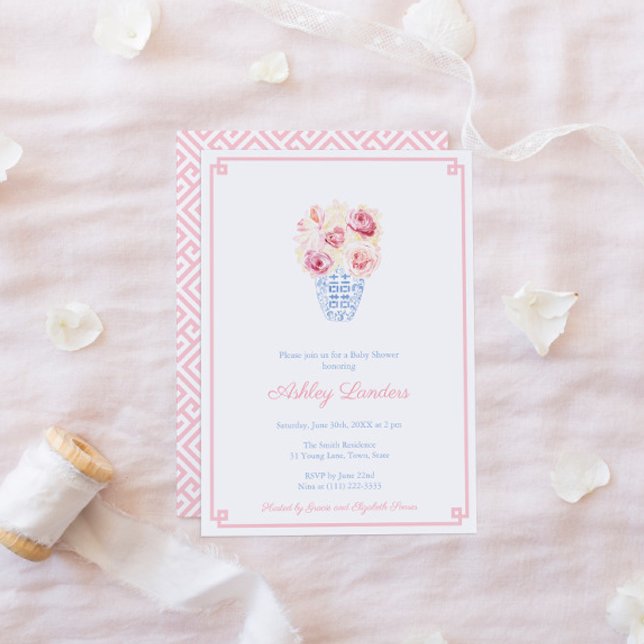 Sweet Pink And Blue Little Girl Baby Shower Party Invitation (Creator Uploaded)