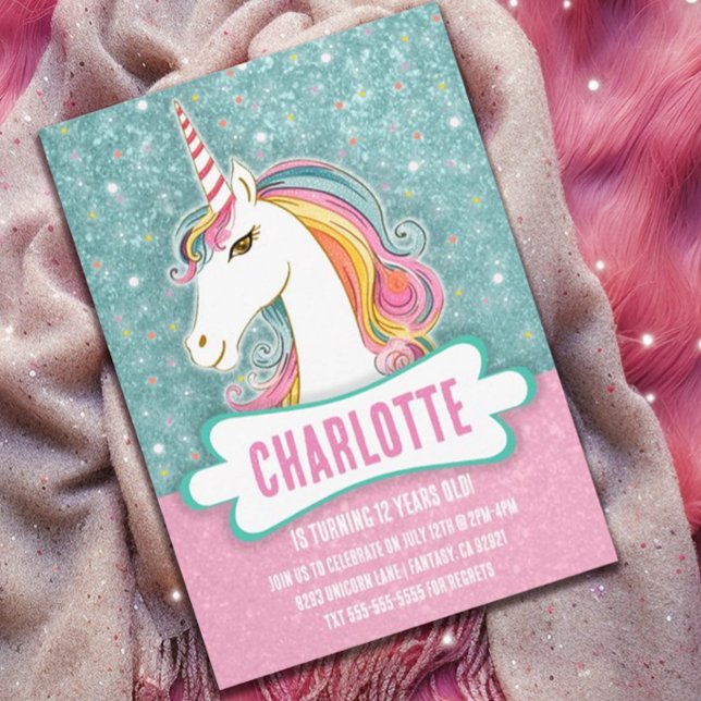 Sweet Pink and Blue Unicorn Birthday Party Invitation (Creator Uploaded)