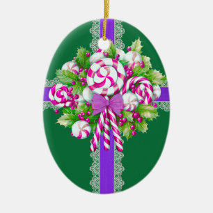 Sweet Pink and Purple Ceramic Ornament