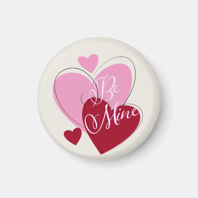 Sweet Pink and Red Hearts Love Magnet (Front)