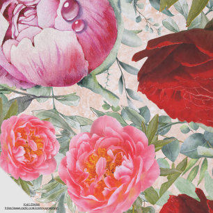 Sweet pink and red roses Peonies Decoupaging Tissue Paper