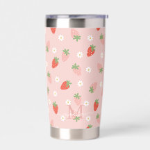 Sweet Pink and Red Strawberries Monogram