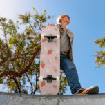 Sweet Pink and Red Strawberries Monogram Skateboard<br><div class="desc">(c) The Happy Cat Studio</div>
