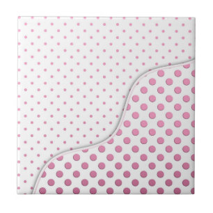 Sweet Pink and White Polka Dot Pattern Design Ceramic Tile