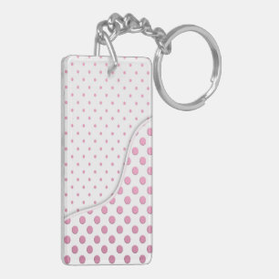 Sweet Pink and White Polka Dot Pattern Design Key Ring