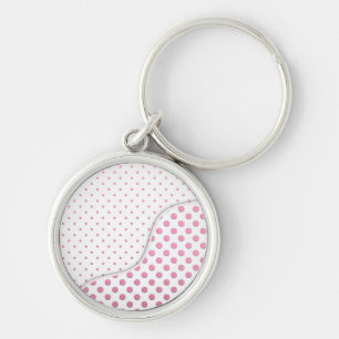 Sweet Pink and White Polka Dot Pattern Design Key Ring