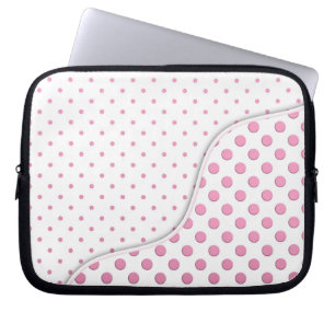Sweet Pink and White Polka Dot Pattern Design Laptop Sleeve