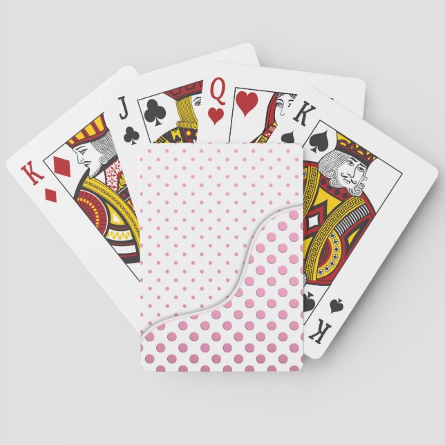 Sweet Pink and White Polka Dot Pattern Design Playing Cards (Back)