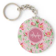 Sweet Pink Apple Blossom Floral With Monogram