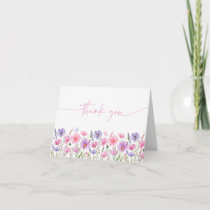 Sweet Pink Baby in Bloom Wildflower Baby Shower Thank You Card