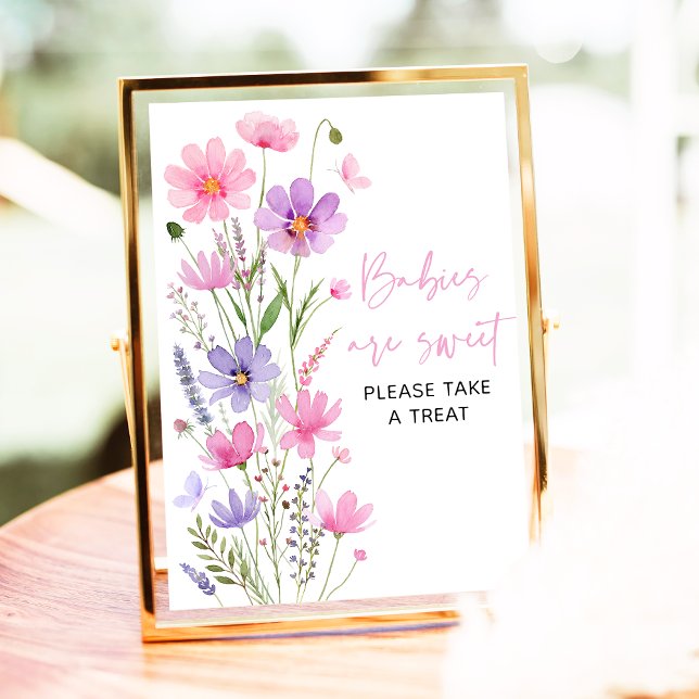 Sweet Pink Baby in Bloom Wildflower Treats Sign (Creator Uploaded)