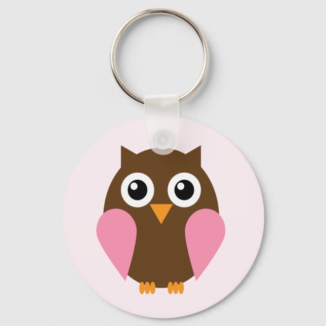 Sweet Pink Baby Owl Key Ring (Front)